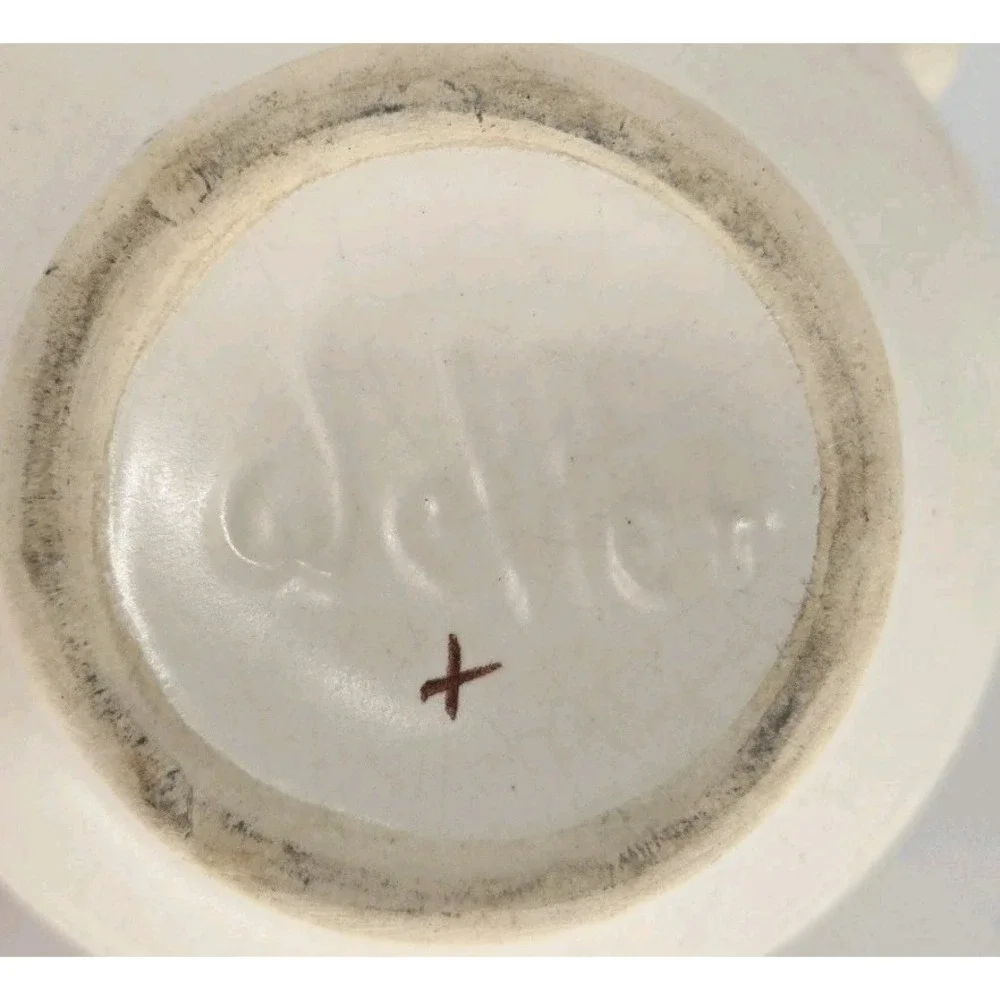 Weller Bonito Art Pottery Planter Pink Flower Ivory Crackle Glaze 1920s Art Deco